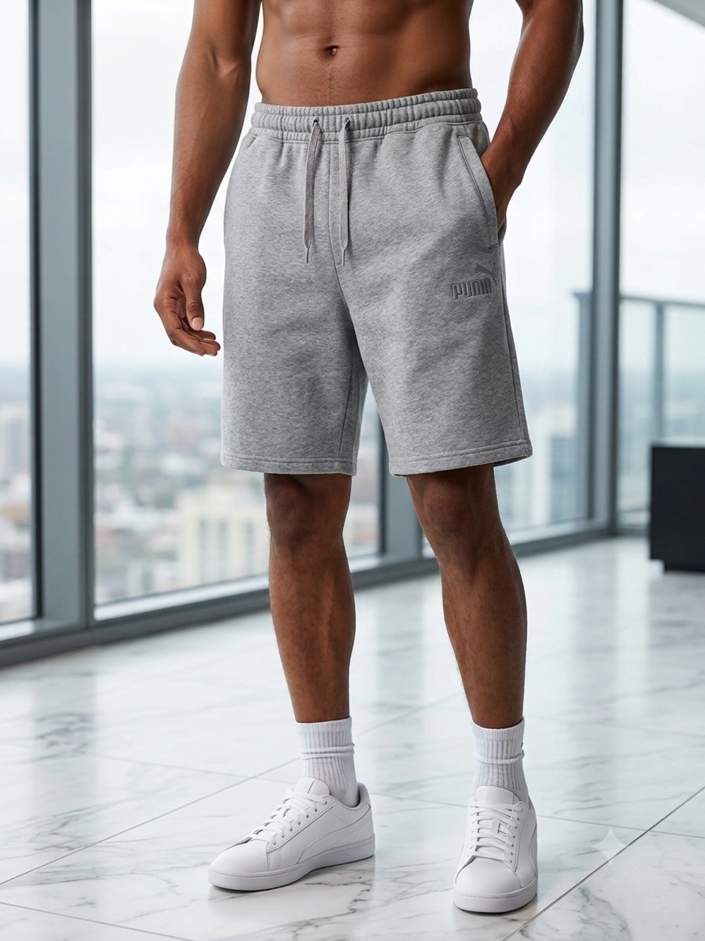 Puma Gray Athletic Drawstring Shorts